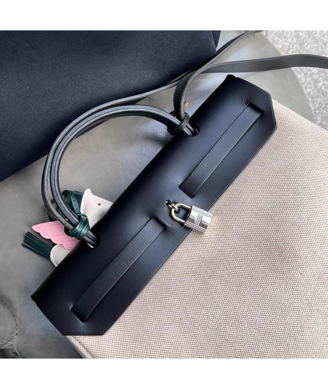 HERMES Бежевая тканевая сумка через плечо, фото 4