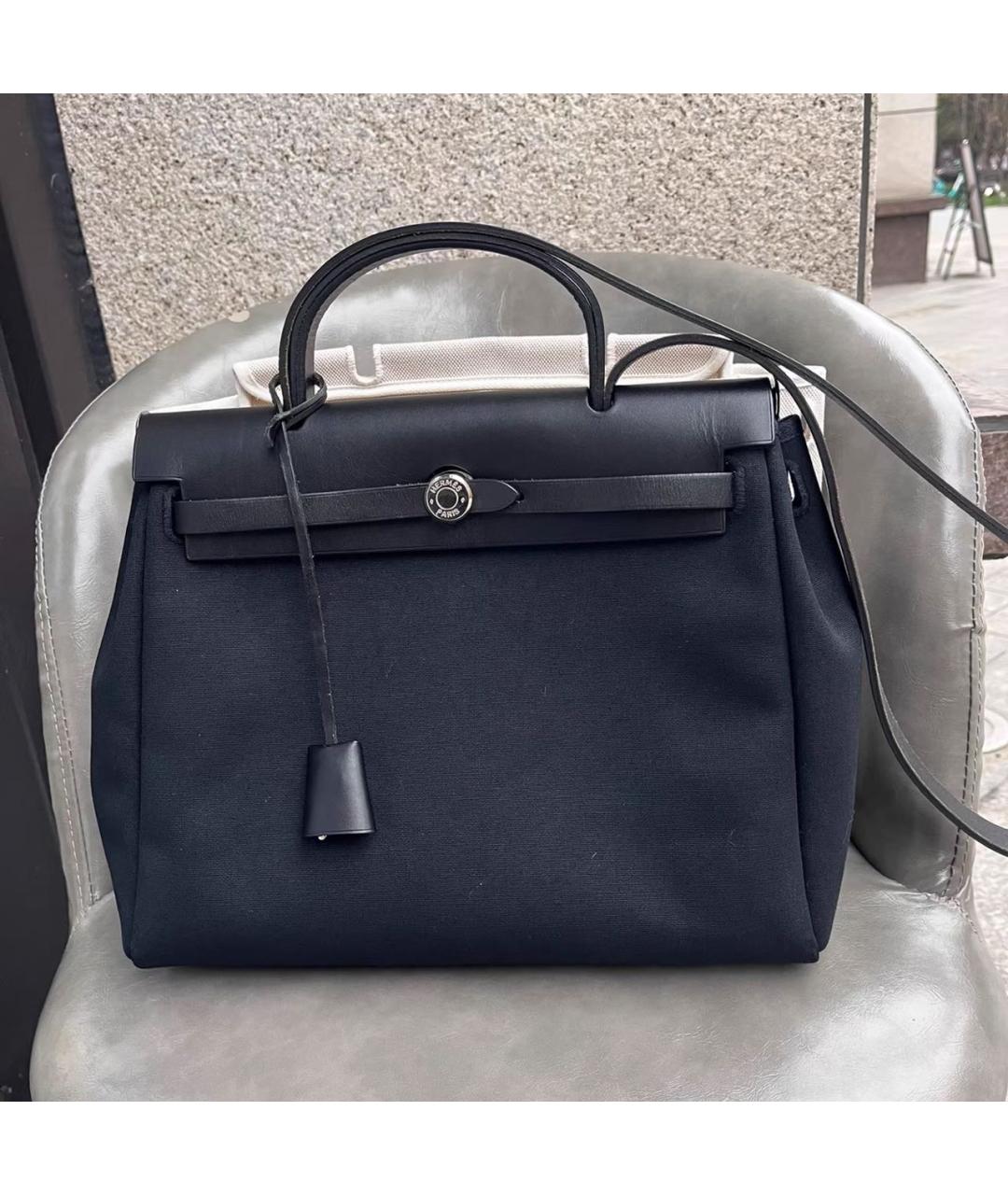 HERMES Черная кожаная сумка с короткими ручками, фото 8