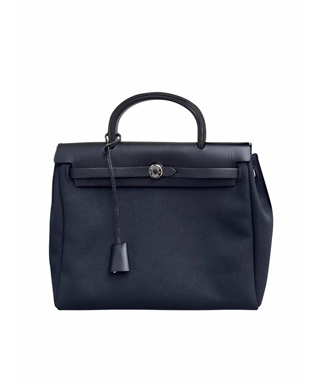 HERMES Черная кожаная сумка с короткими ручками, фото 1