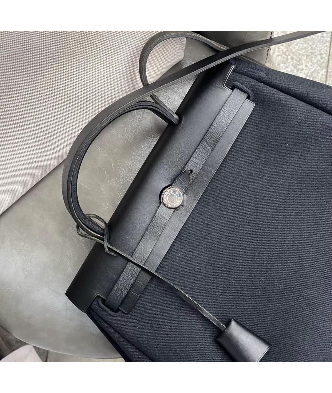 HERMES Черная кожаная сумка с короткими ручками, фото 5