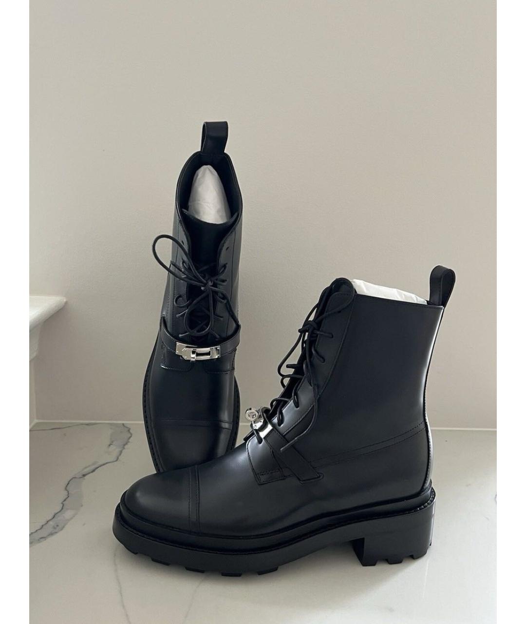 HERMES Черные кожаные ботинки, фото 3