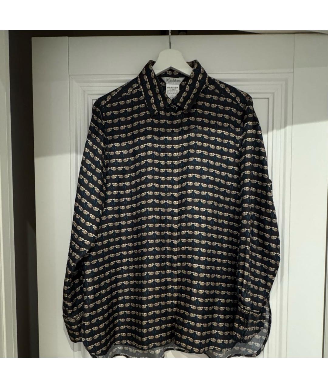 'S MAX MARA Коричневая шелковая рубашка, фото 5