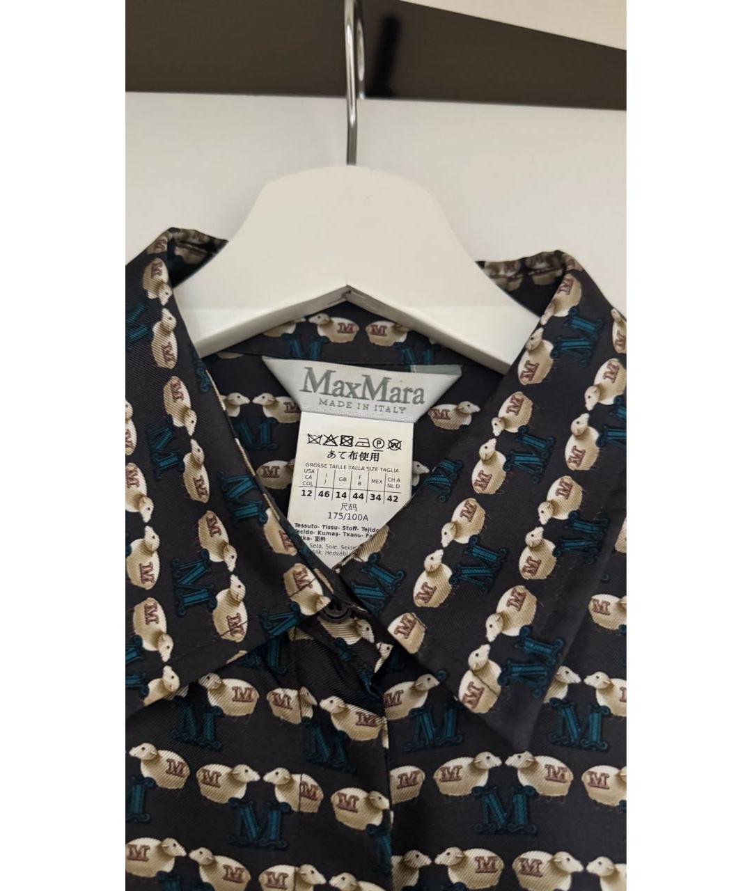 'S MAX MARA Коричневая шелковая рубашка, фото 3