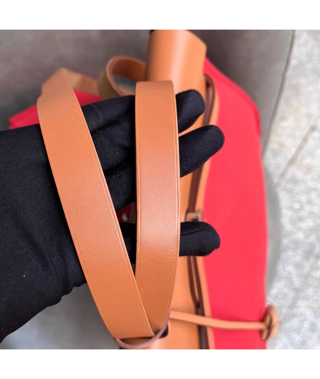 HERMES Красная кожаная сумка с короткими ручками, фото 6