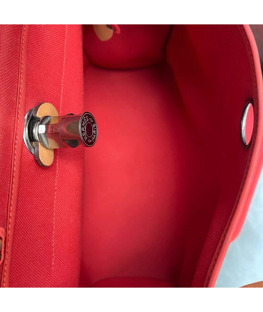 HERMES Красная кожаная сумка с короткими ручками, фото 3