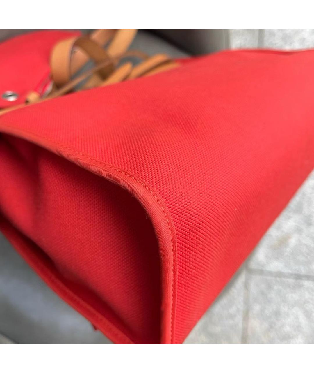 HERMES Красная кожаная сумка с короткими ручками, фото 7