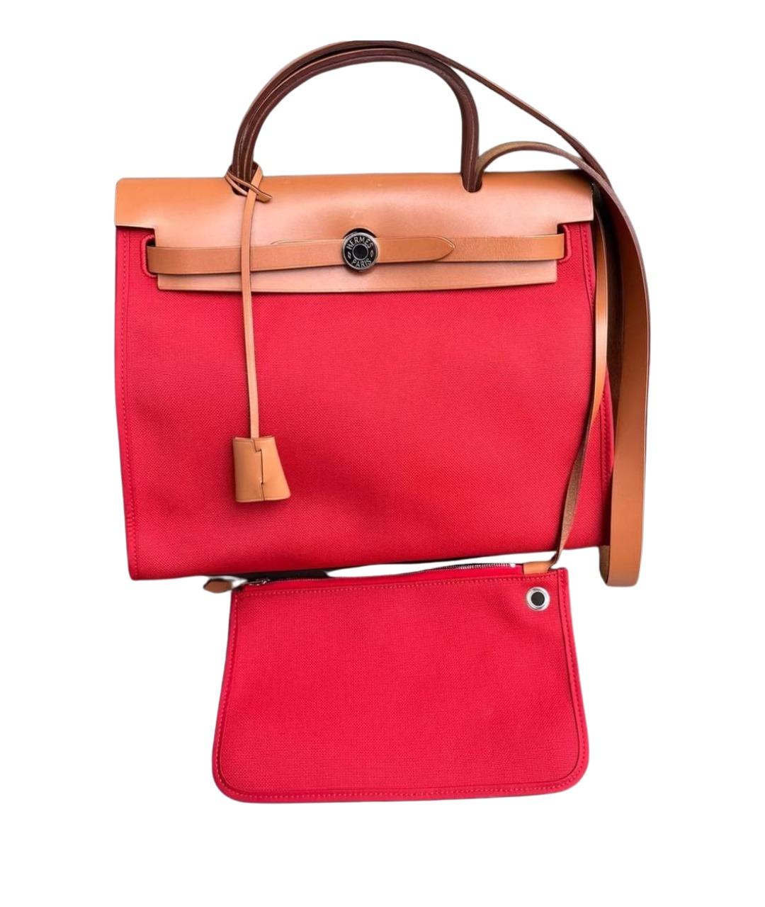 HERMES Красная кожаная сумка с короткими ручками, фото 1