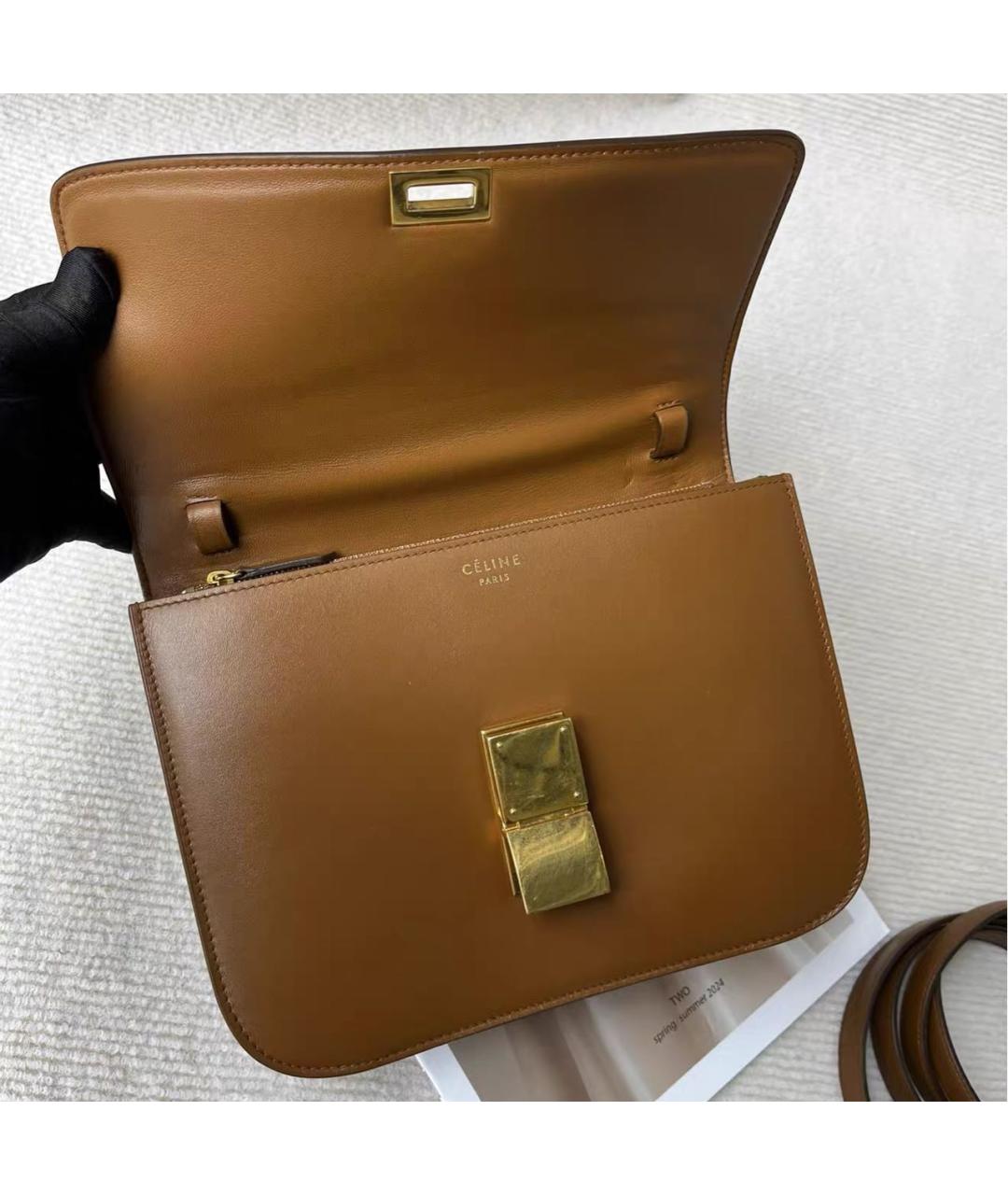 CELINE Коричневая кожаная сумка через плечо, фото 7