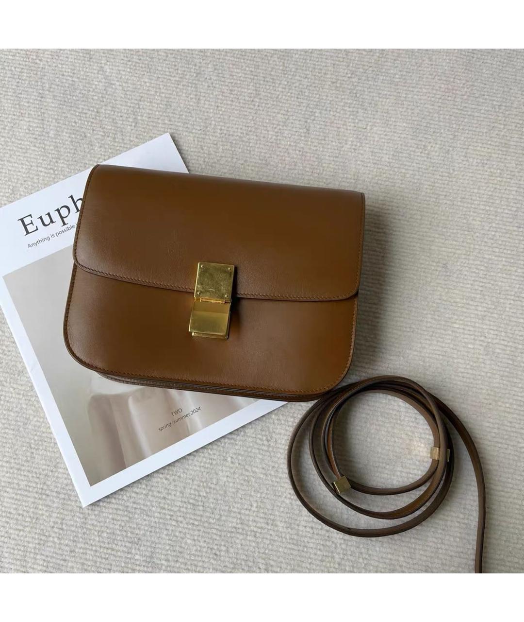 CELINE Коричневая кожаная сумка через плечо, фото 9