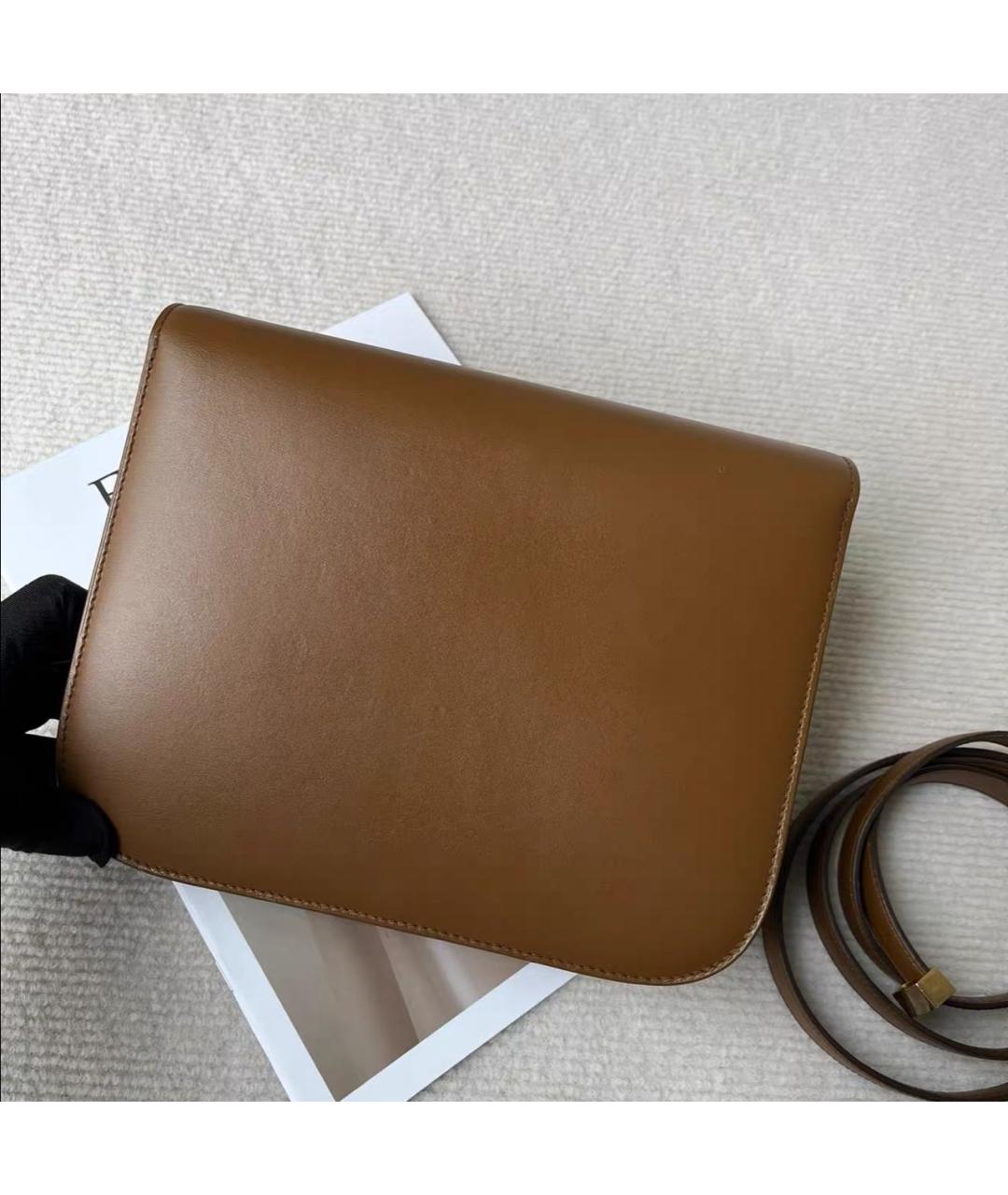 CELINE Коричневая кожаная сумка через плечо, фото 2