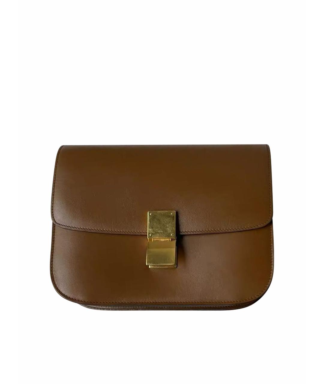 CELINE Коричневая кожаная сумка через плечо, фото 1