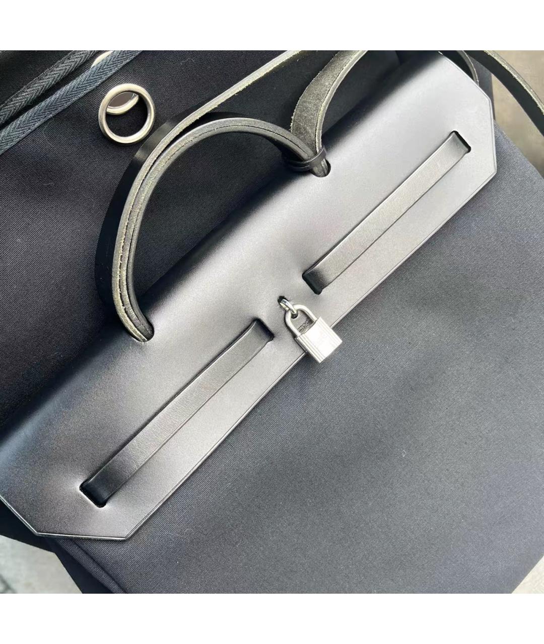 HERMES Черная кожаная сумка с короткими ручками, фото 3