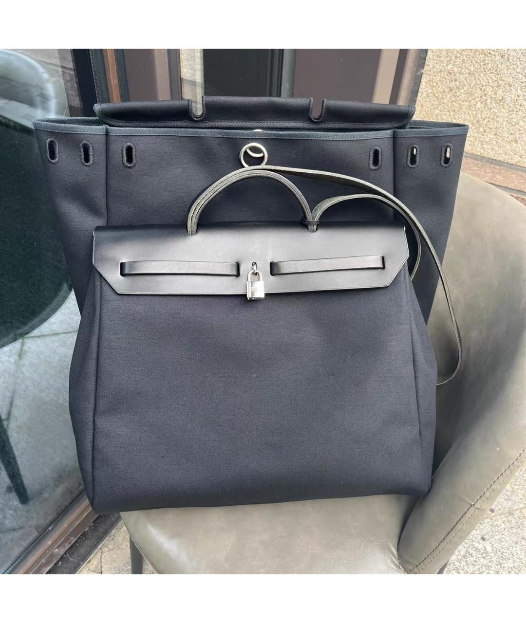 HERMES Черная кожаная сумка с короткими ручками, фото 2