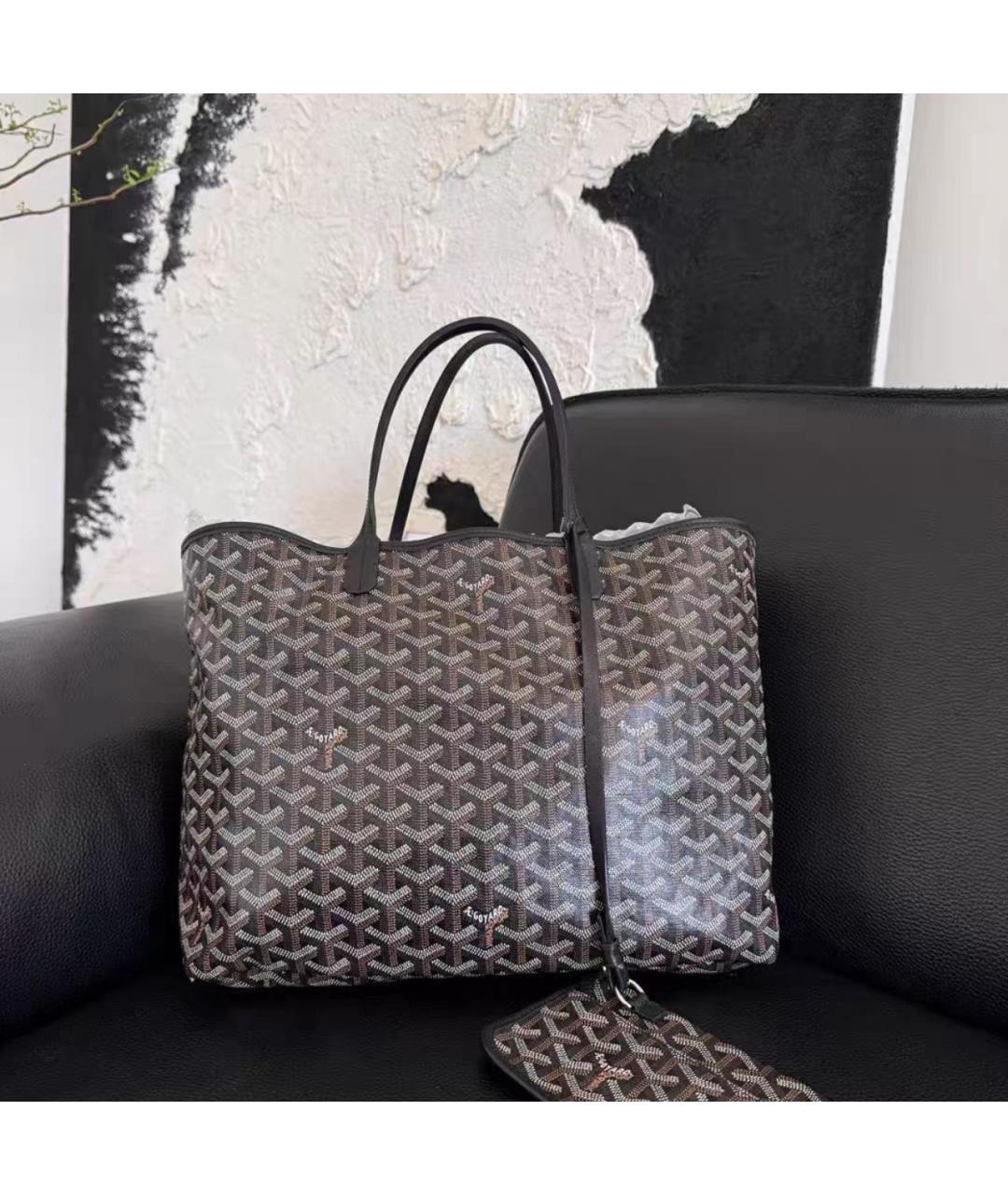 GOYARD Черная кожаная сумка тоут, фото 7
