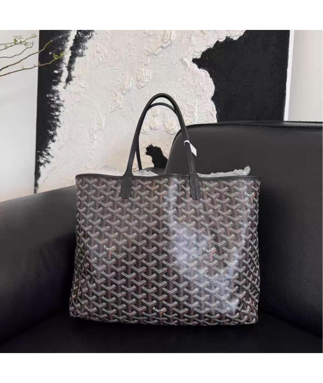 GOYARD Черная кожаная сумка тоут, фото 2