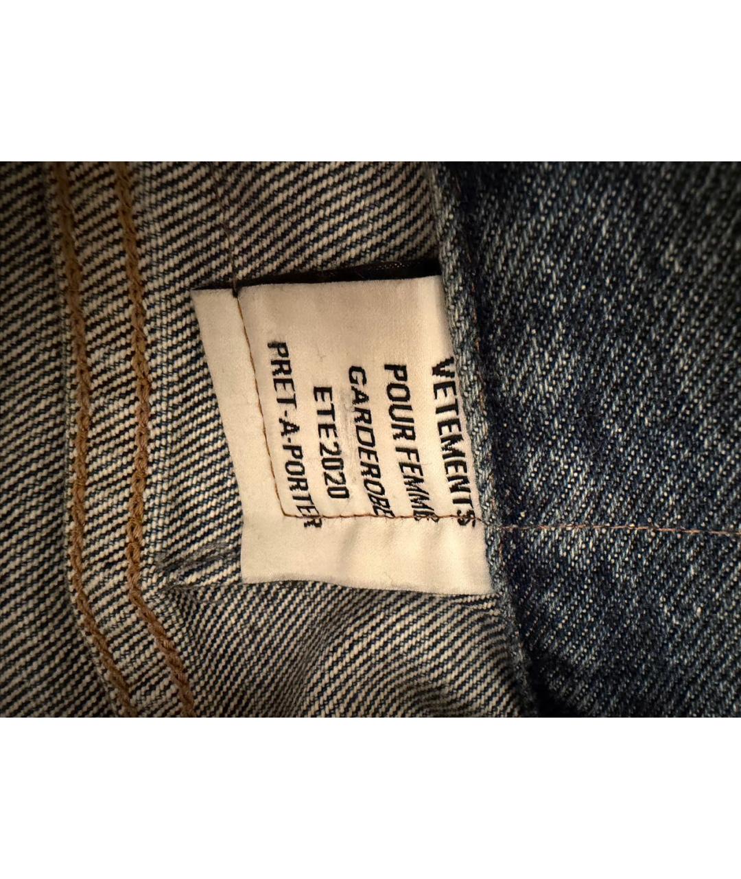 VETEMENTS Синие хлопковые джинсы слим, фото 2