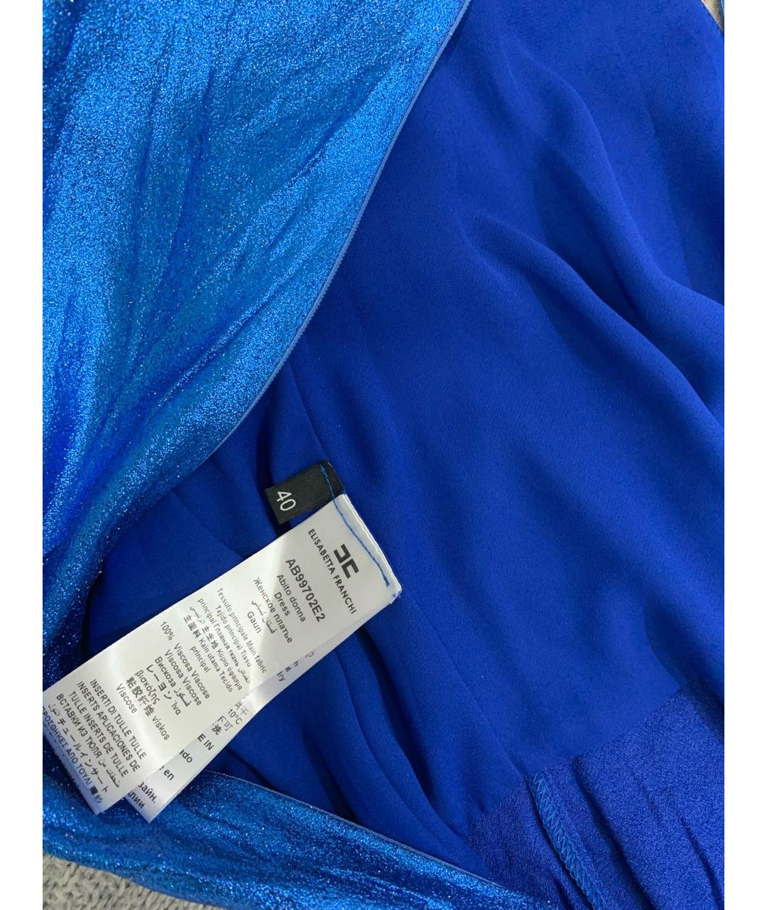 ELISABETTA FRANCHI Синее вискозное коктейльное платье, фото 5