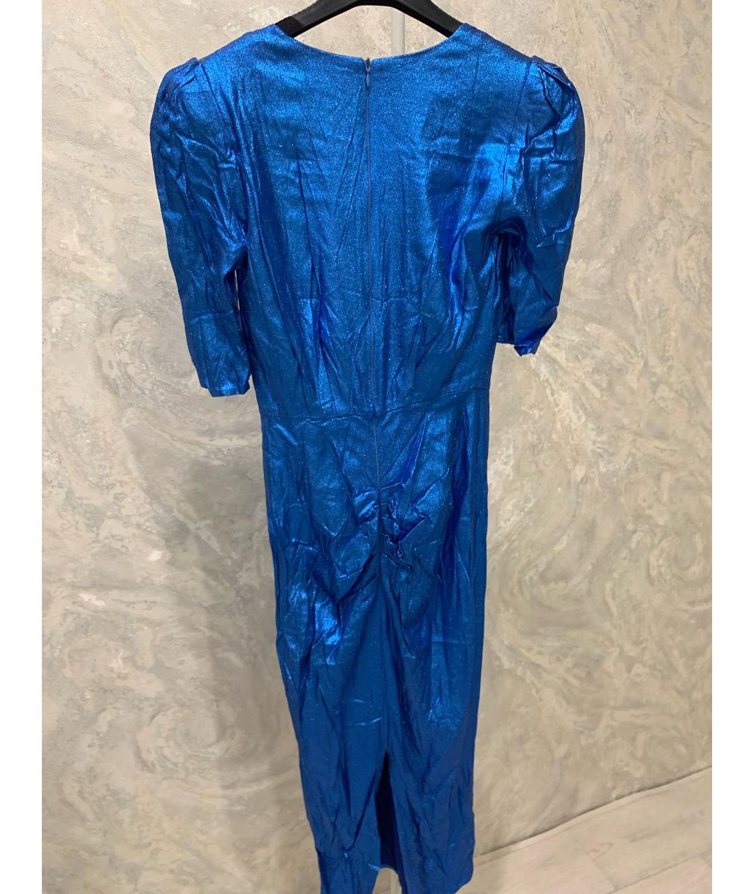ELISABETTA FRANCHI Синее вискозное коктейльное платье, фото 7