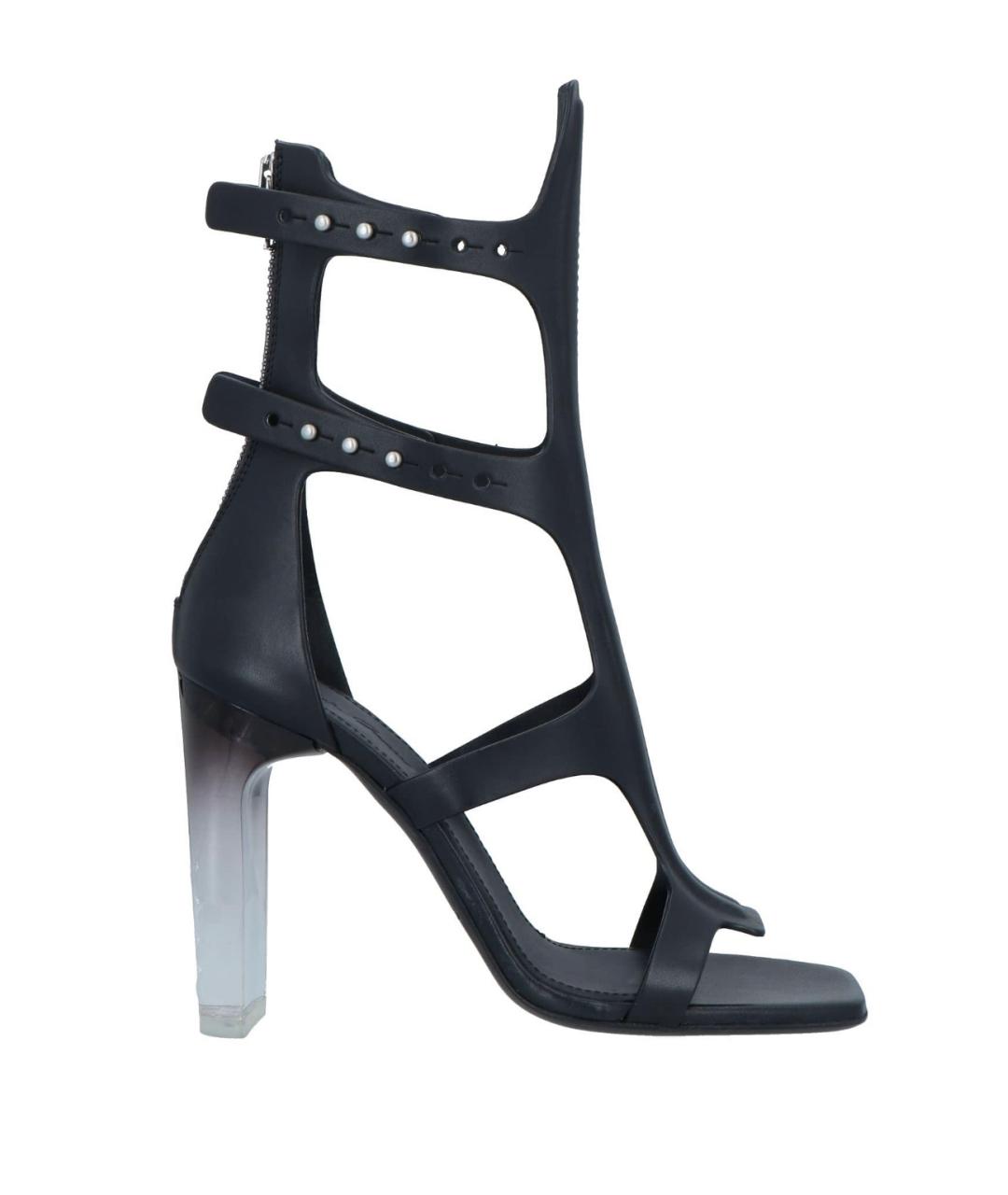 RICK OWENS Черные кожаные босоножки, фото 7