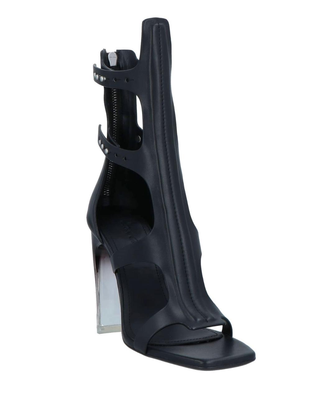 RICK OWENS Черные кожаные босоножки, фото 2