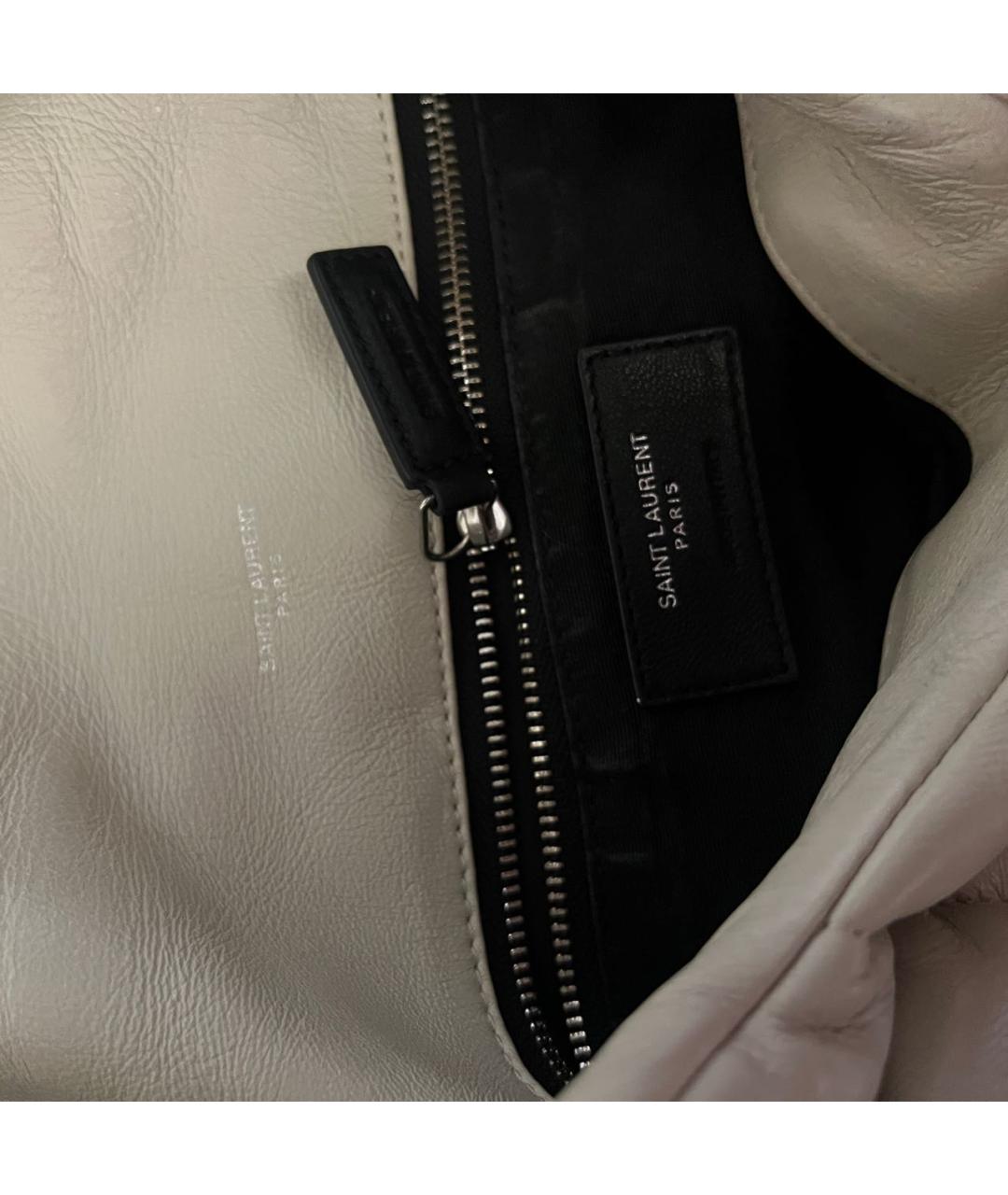 SAINT LAURENT Бежевая кожаная сумка через плечо, фото 5