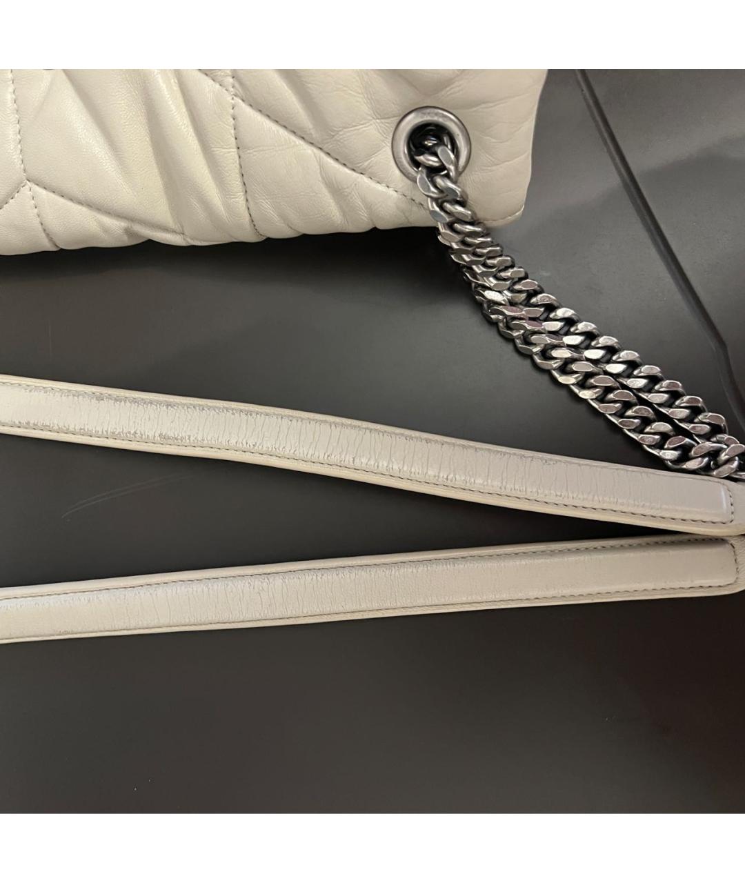 SAINT LAURENT Бежевая кожаная сумка через плечо, фото 8