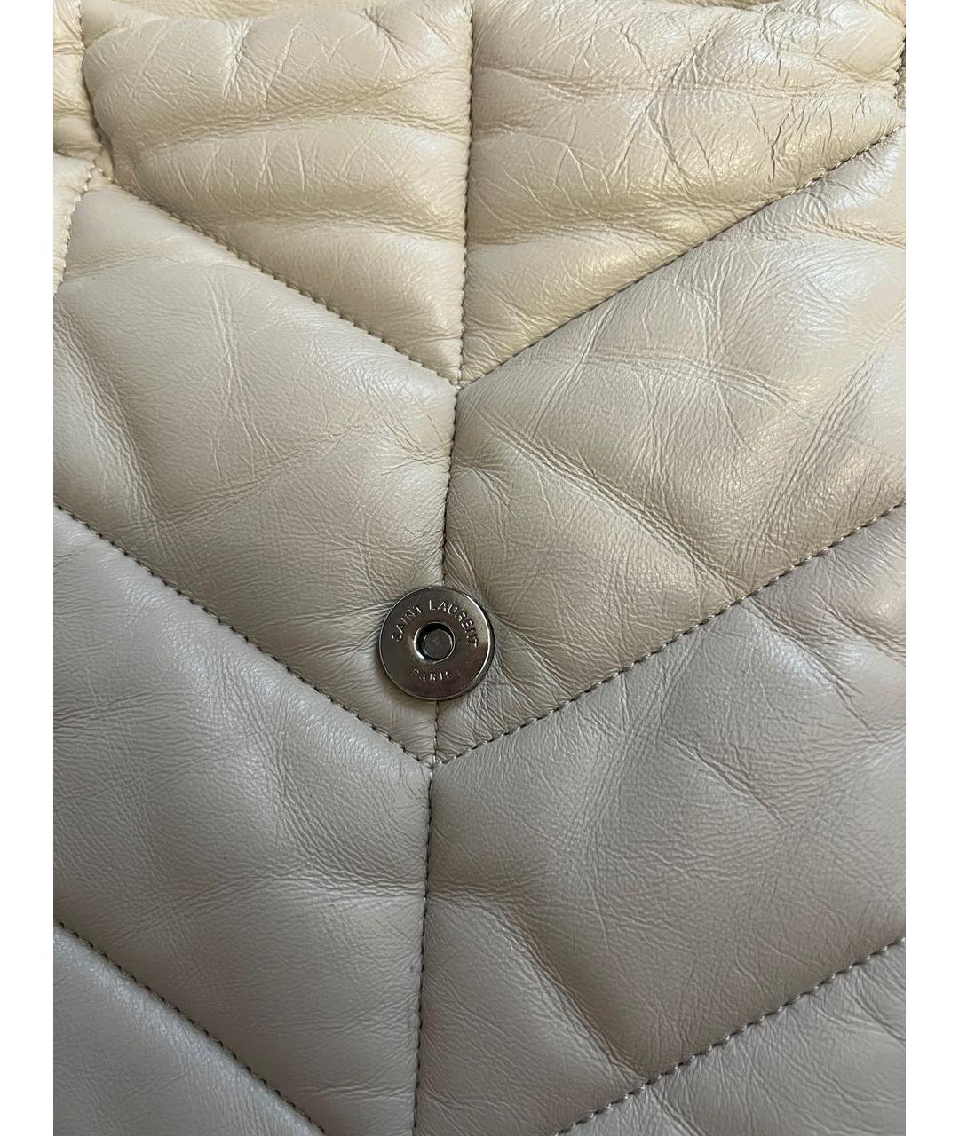 SAINT LAURENT Бежевая кожаная сумка через плечо, фото 7