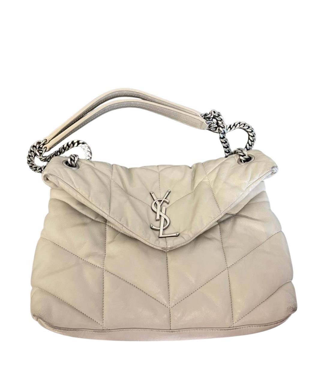 SAINT LAURENT Бежевая кожаная сумка через плечо, фото 1