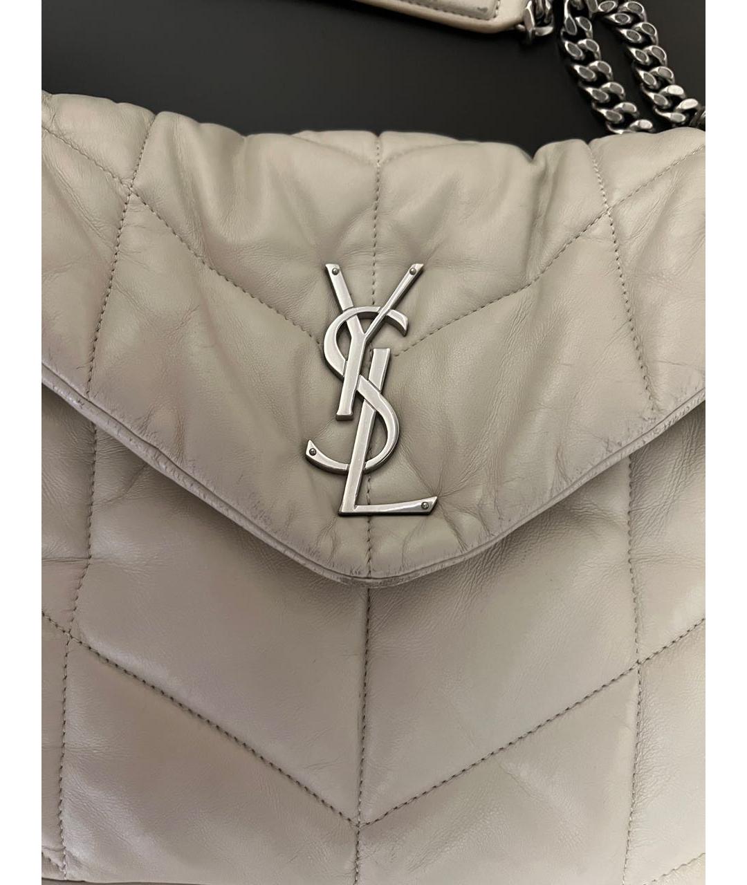 SAINT LAURENT Бежевая кожаная сумка через плечо, фото 2