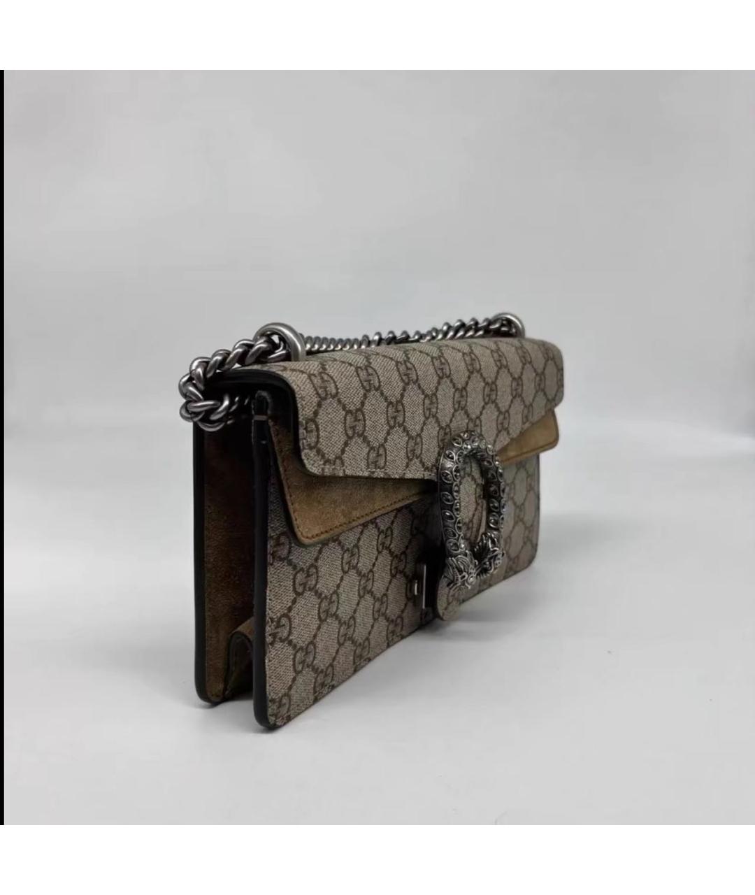 GUCCI Бежевая замшевая сумка через плечо, фото 3