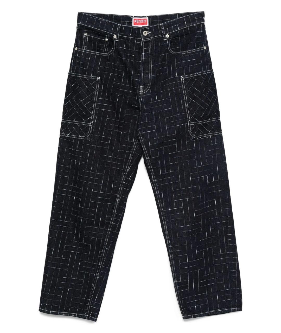 KENZO Синие хлопковые прямые джинсы, фото 1