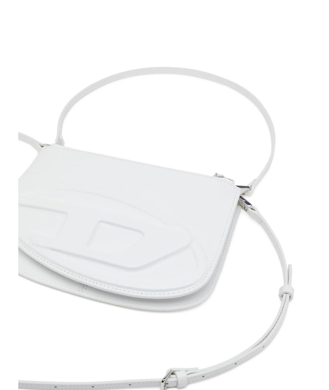 DIESEL Белая кожаная сумка с короткими ручками, фото 2
