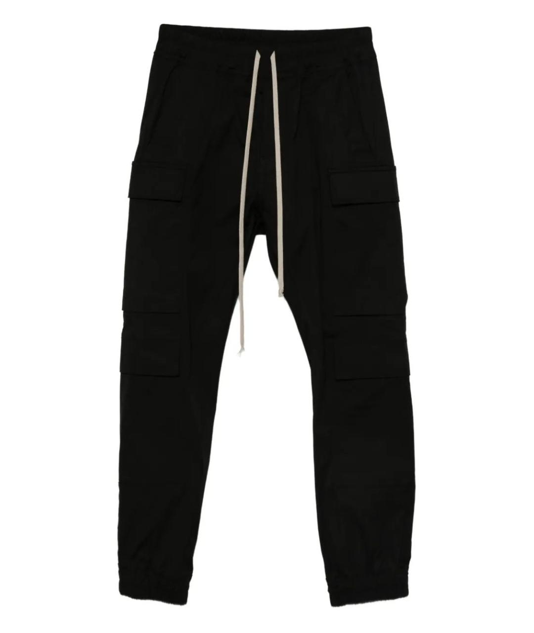 RICK OWENS Черные хлопковые повседневные брюки, фото 1