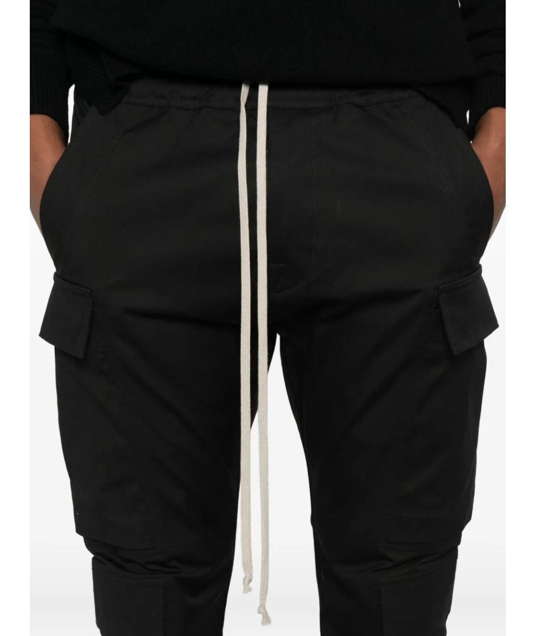 RICK OWENS Черные хлопковые повседневные брюки, фото 2