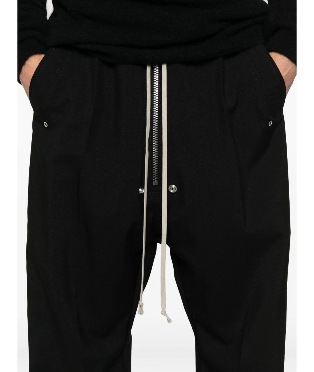 RICK OWENS Черные шерстяные повседневные брюки, фото 4