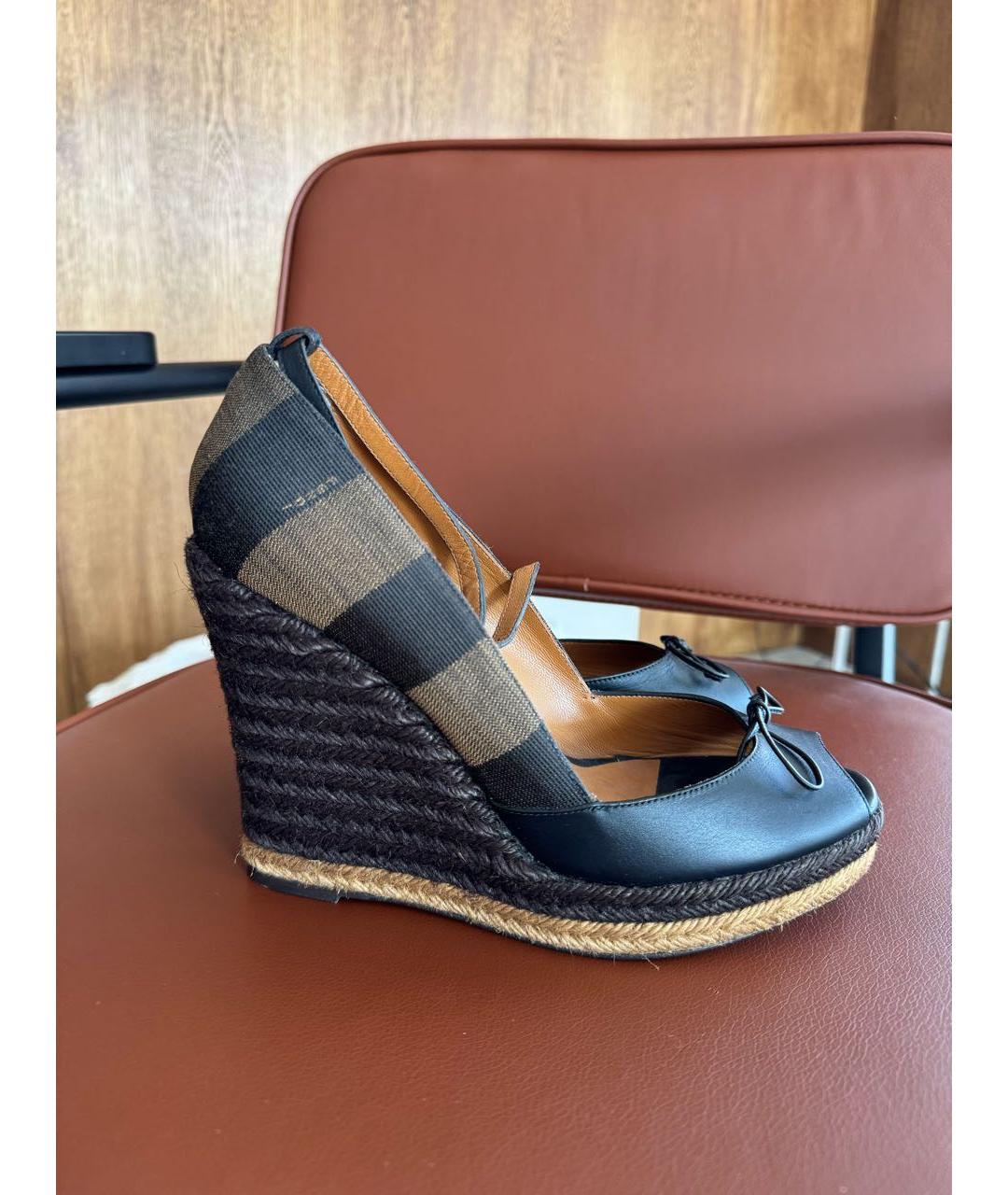 FENDI Черные босоножки, фото 2