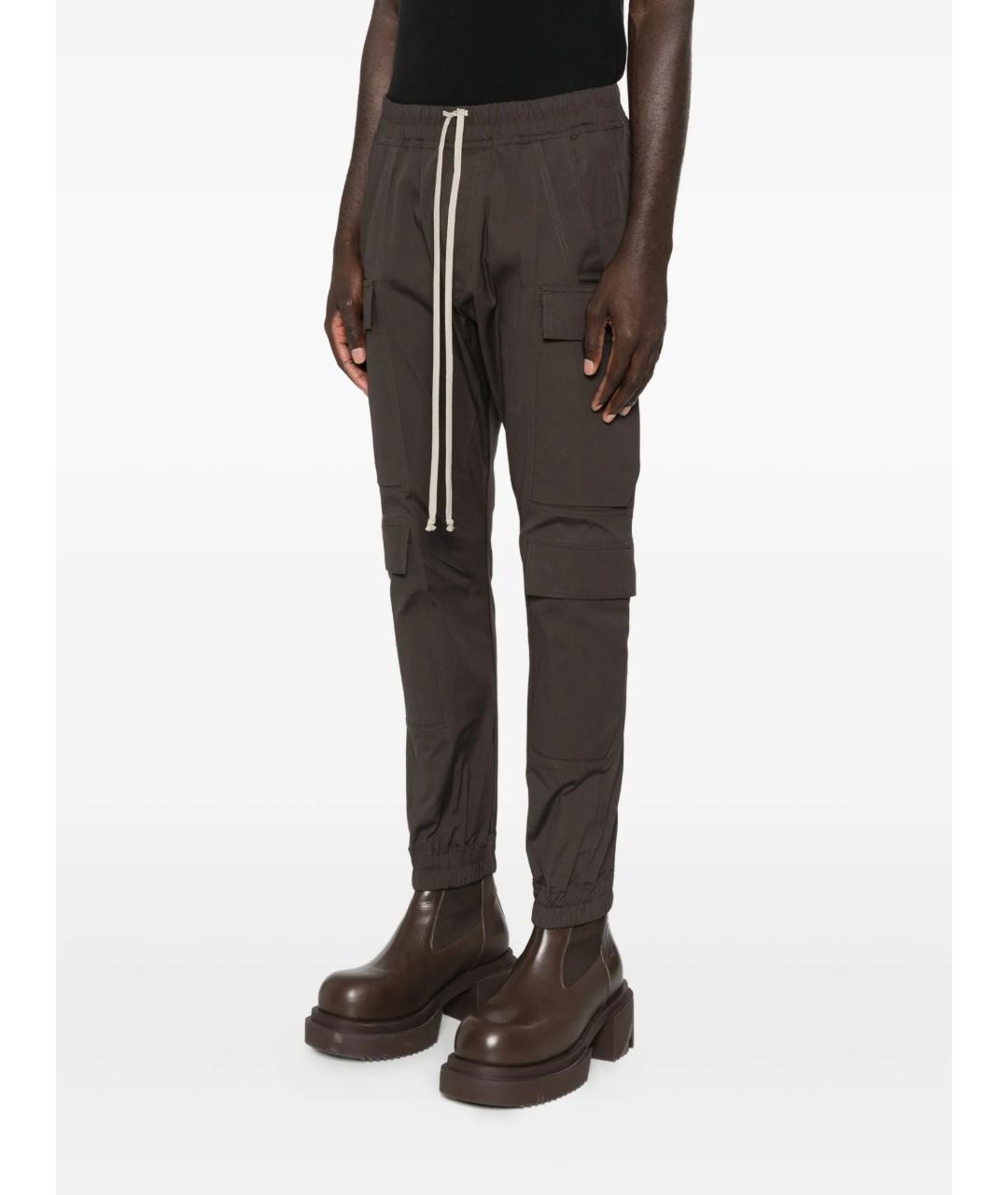 RICK OWENS Коричневые хлопковые повседневные брюки, фото 4