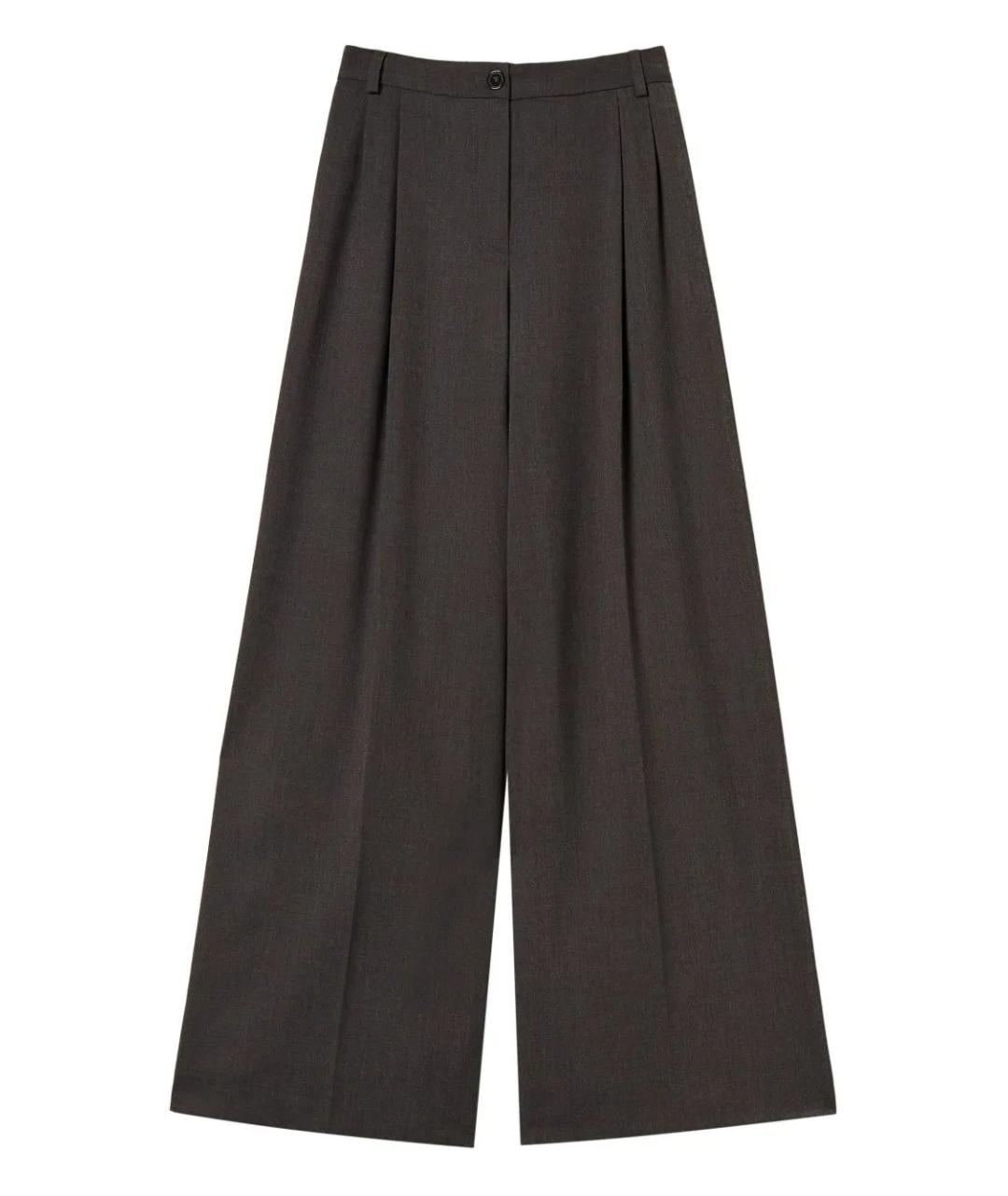 TWIN-SET Серые полиэстеровые брюки широкие, фото 1