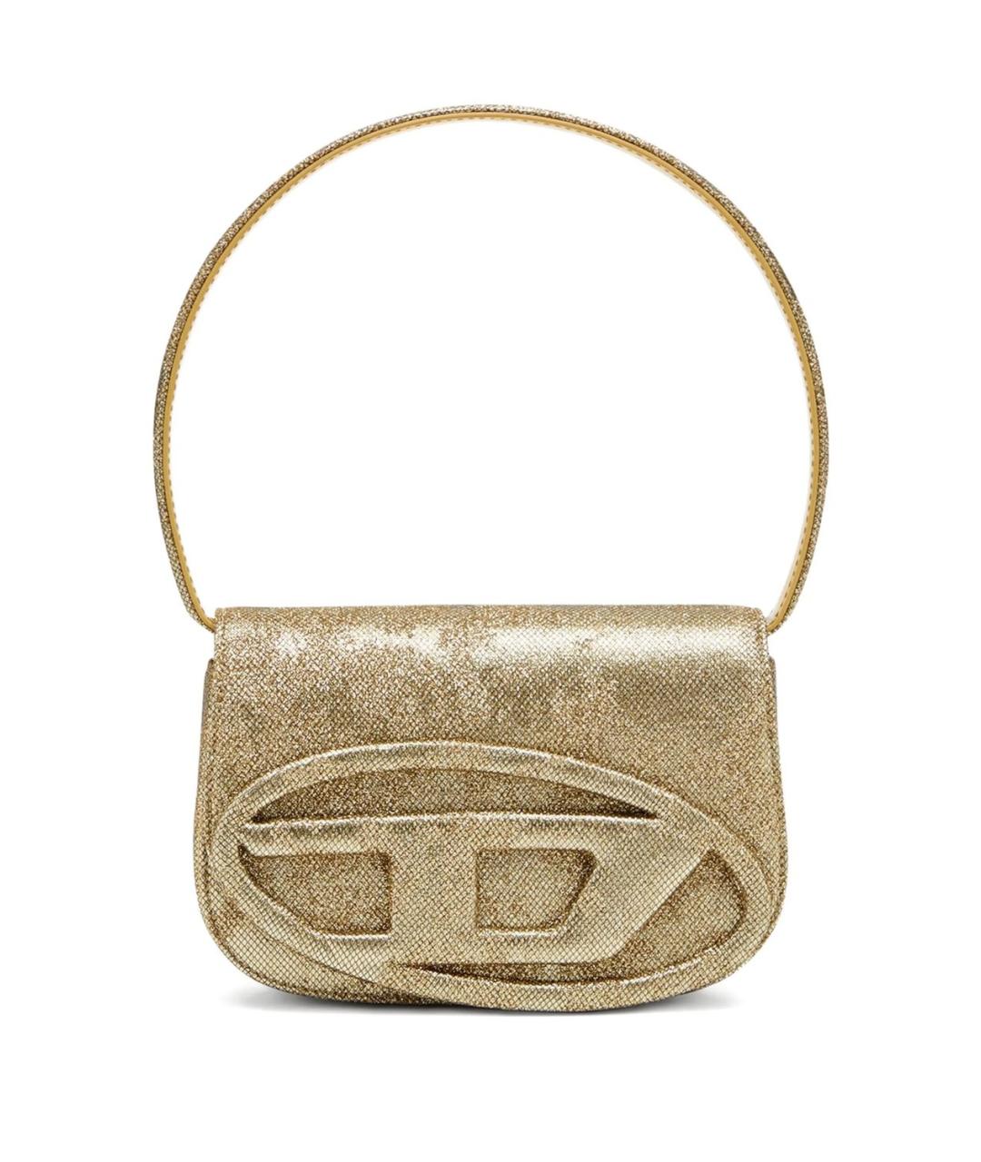 DIESEL Золотая сумка с короткими ручками из искусственной кожи, фото 1