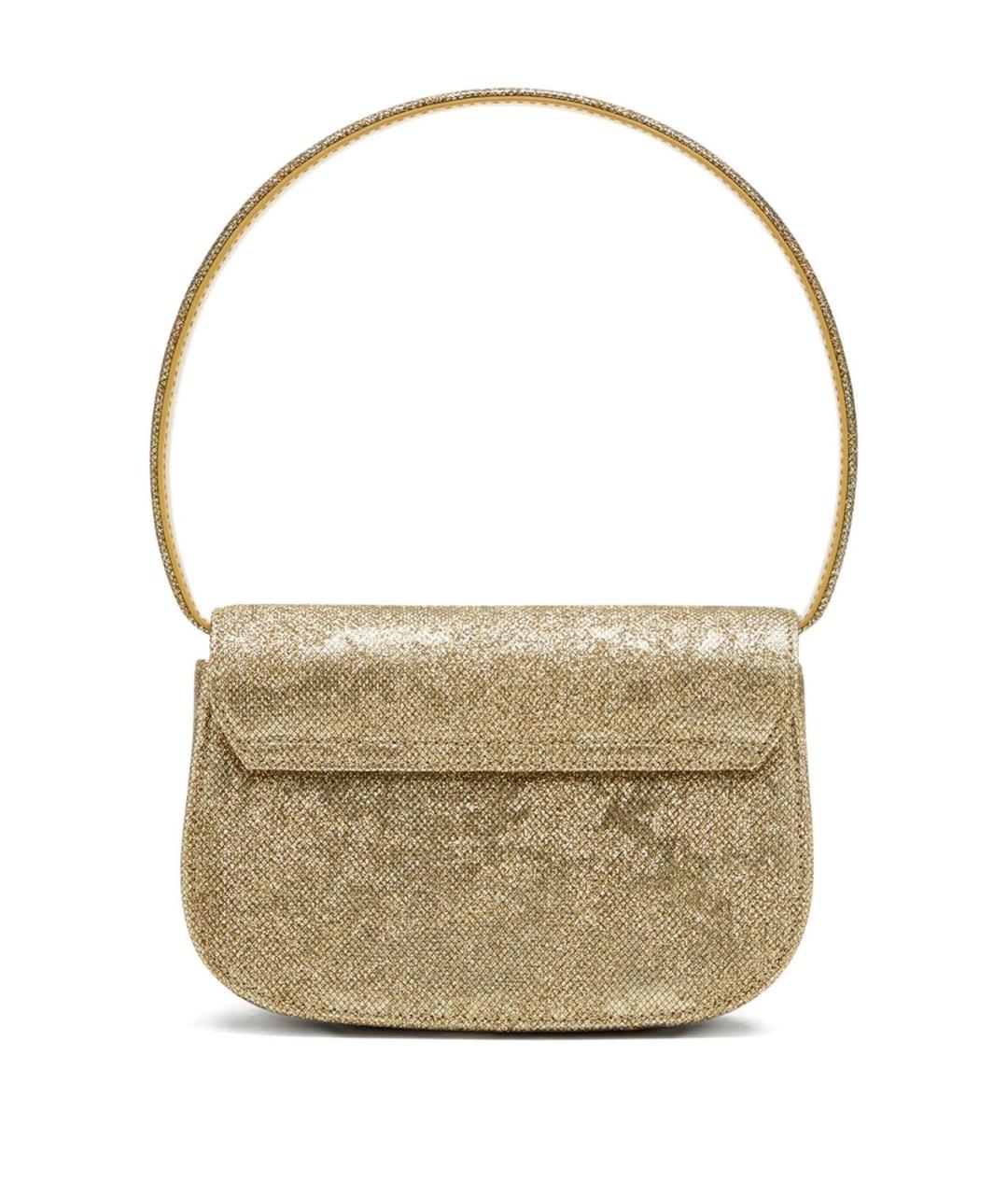 DIESEL Золотая сумка с короткими ручками из искусственной кожи, фото 2