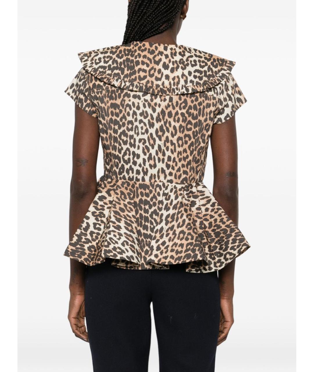 GANNI Коричневая хлопковая рубашка, фото 5