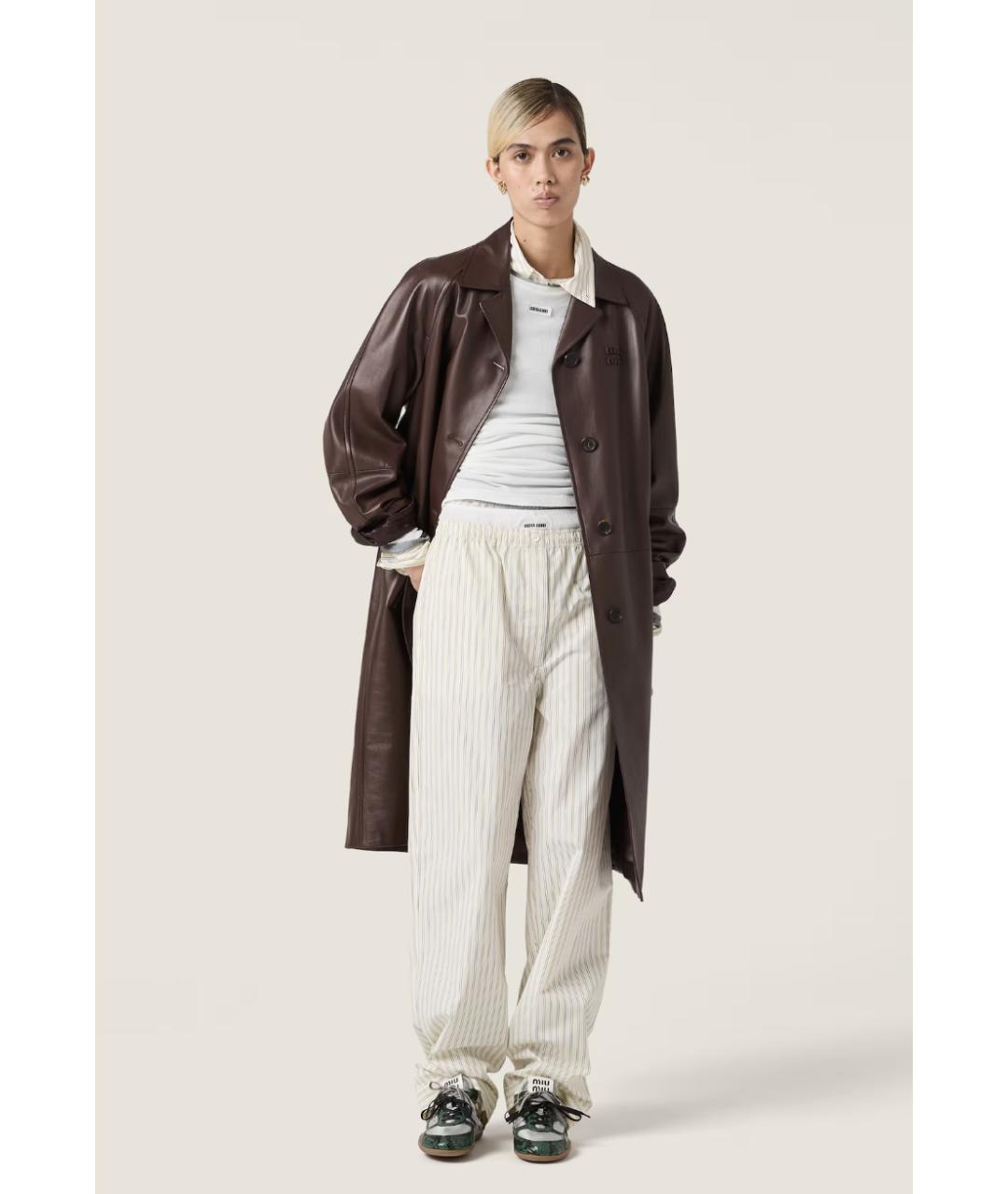 MIU MIU Мульти хлопковые прямые брюки, фото 4