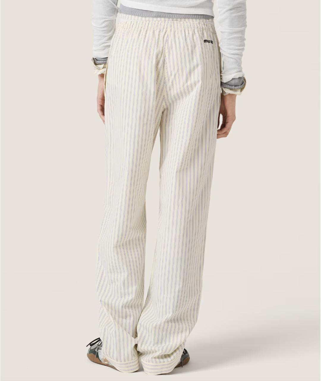 MIU MIU Мульти хлопковые прямые брюки, фото 5