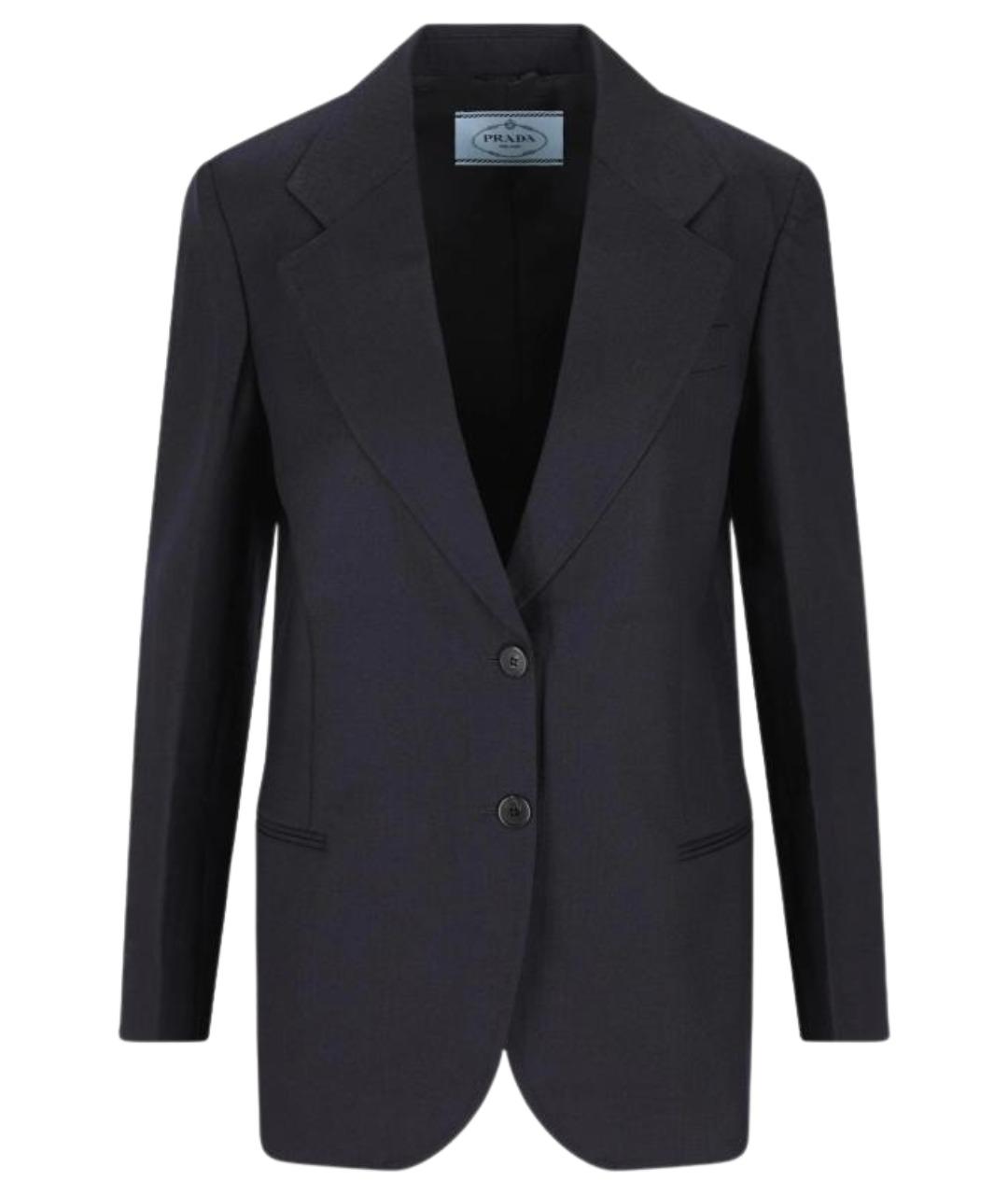 PRADA Темно-синий шерстяной жакет/пиджак, фото 1