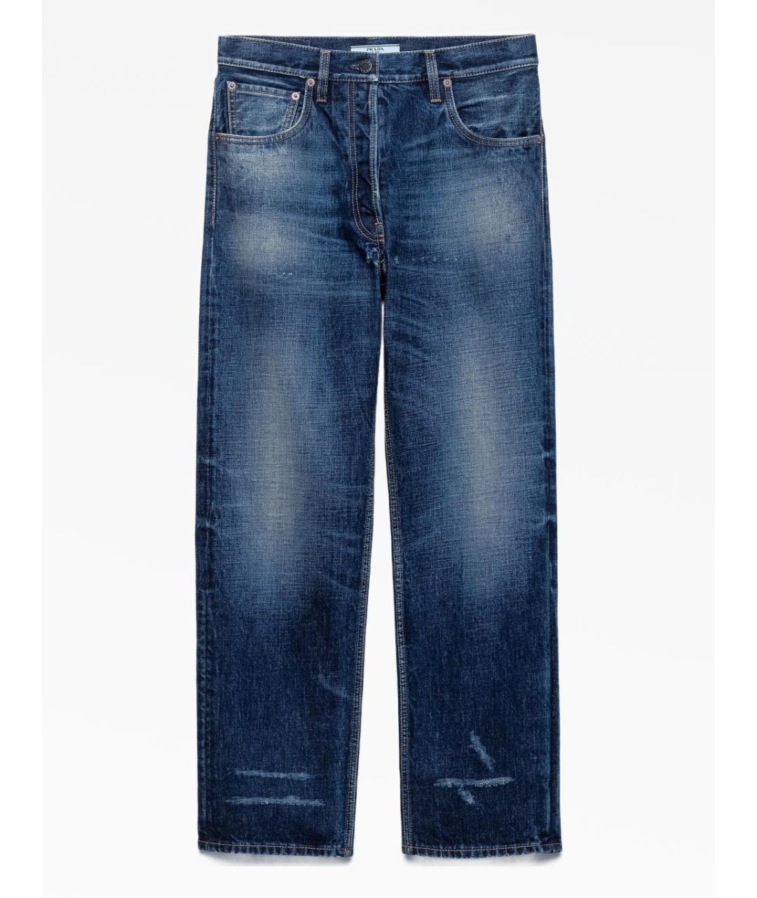 PRADA Синие хлопковые прямые джинсы, фото 1