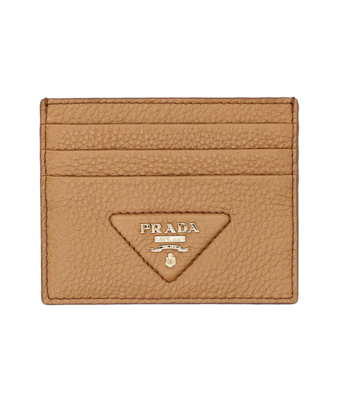 PRADA Бежевый кожаный кардхолдер, фото 1