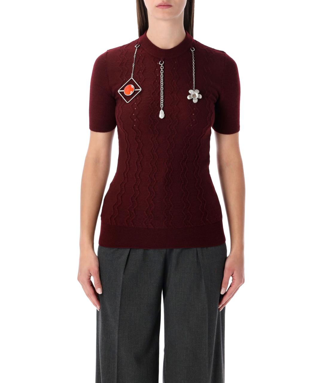 PRADA Бордовый шерстяной джемпер / свитер, фото 2