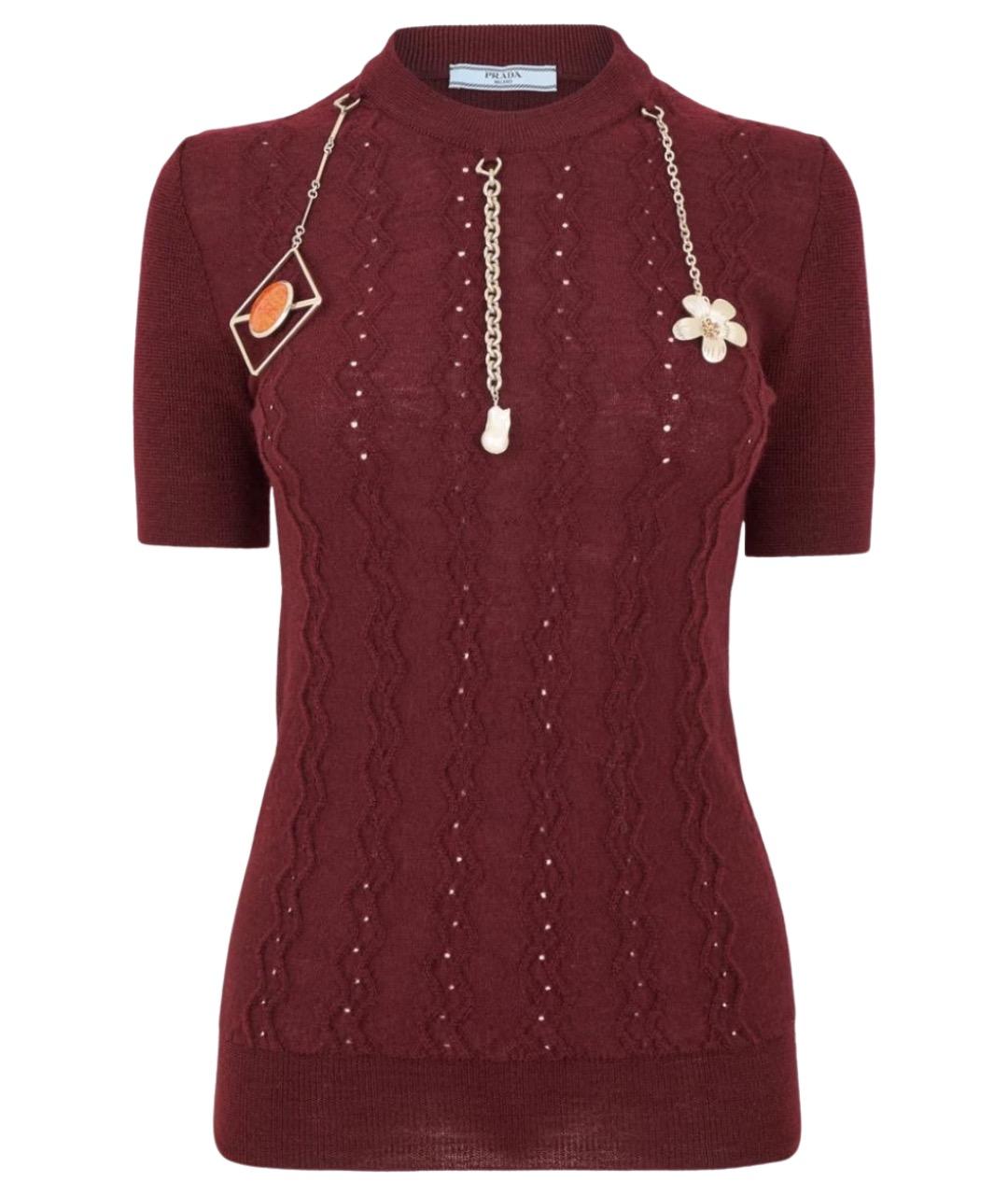 PRADA Бордовый шерстяной джемпер / свитер, фото 1
