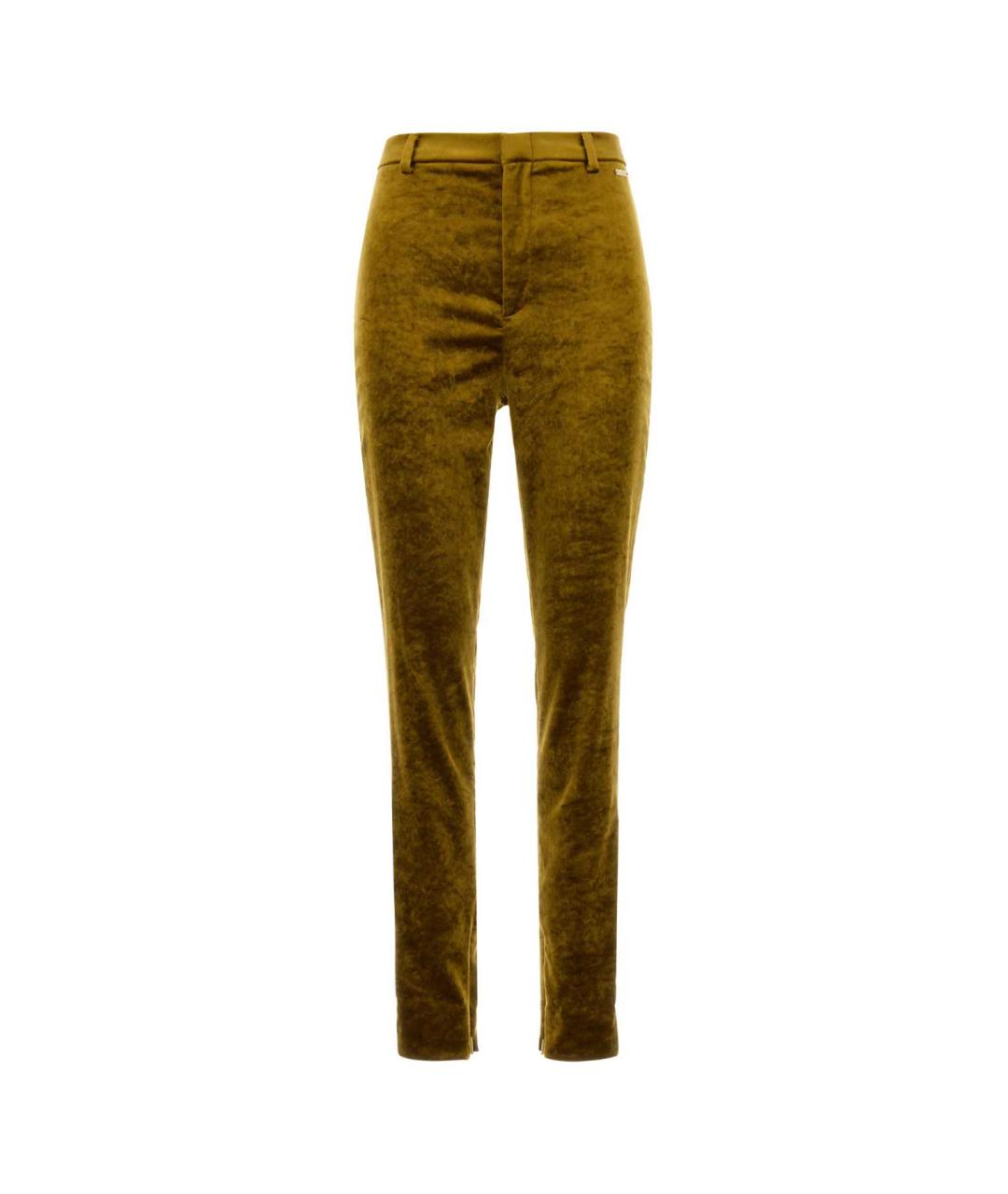 GUCCI Зеленые хлопковые прямые брюки, фото 1