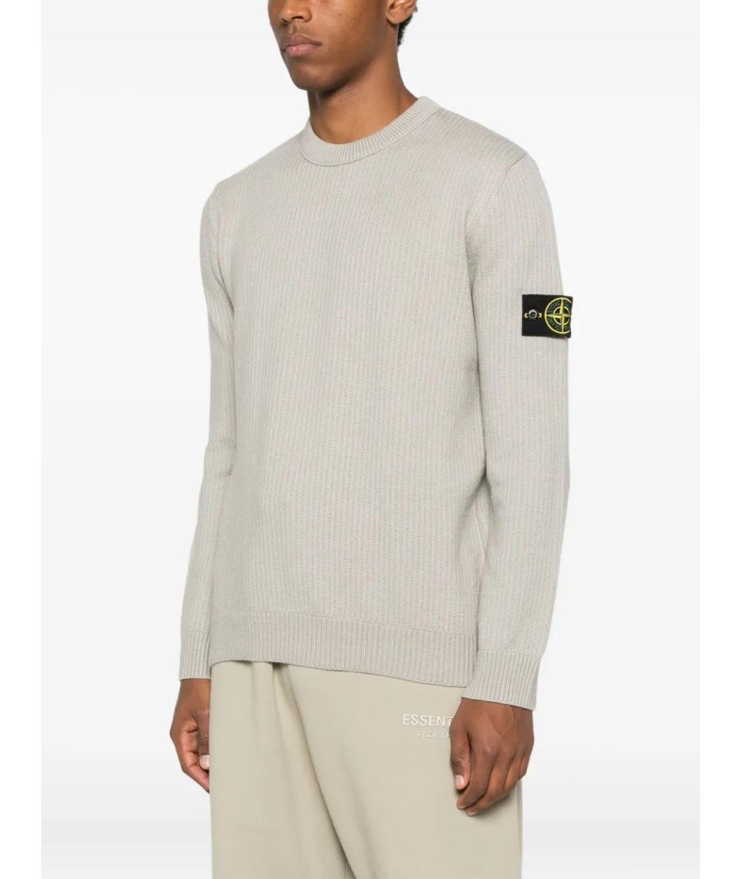 STONE ISLAND Серый хлопковый джемпер / свитер, фото 3